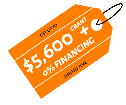 This image depicts a Canadian grant labeled with an orange price tag featuring white text indicating the grant amount and zero percent financing.